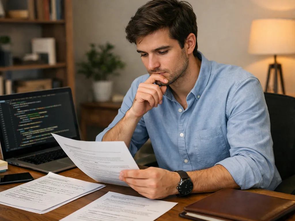 Developer preparing documents and answers for getting in person interviews